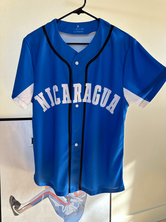 Camisa Beisbolera Clasica de Nicaragua en color Azul